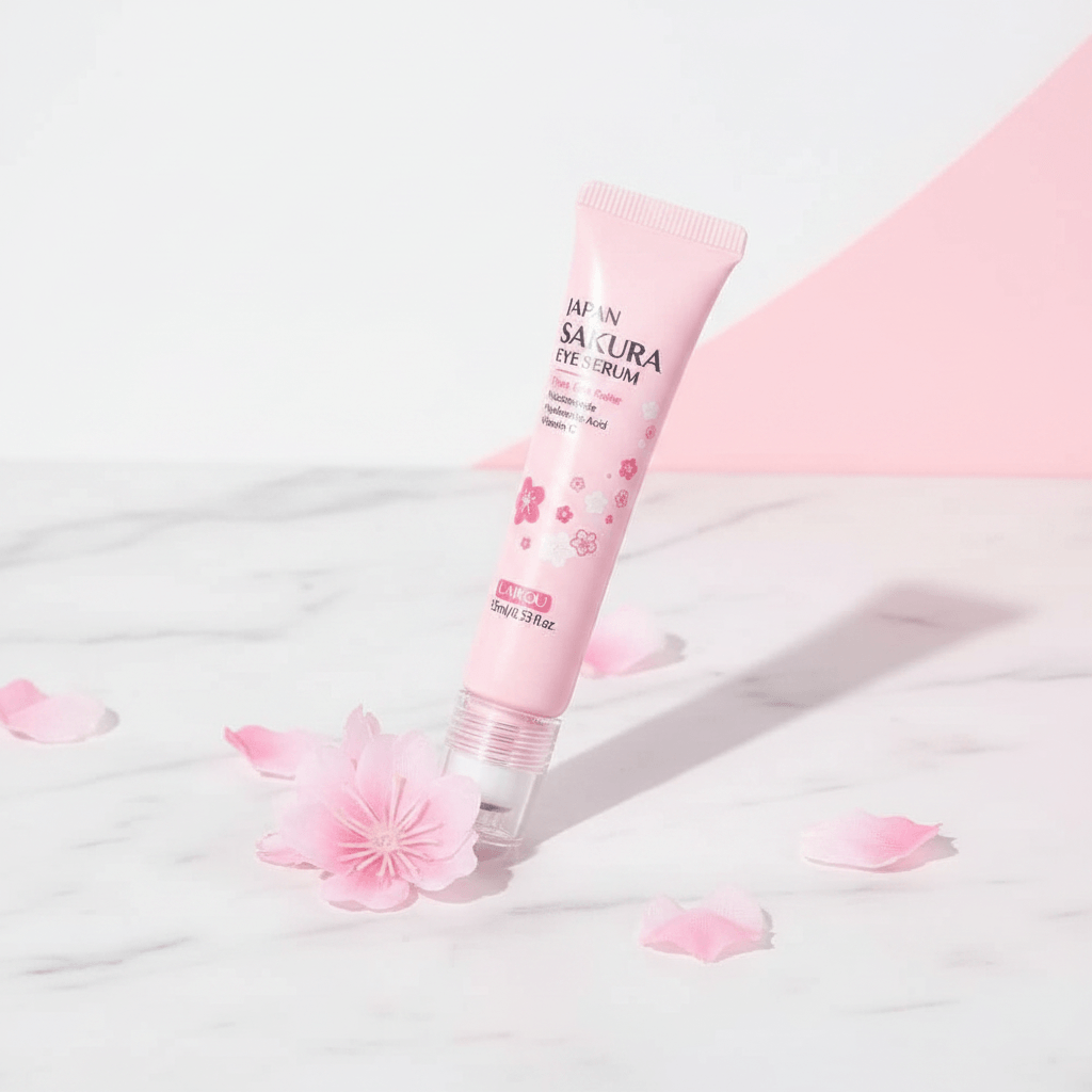 15ml Sakura Serum Eye Massage Cream Slide Ball Essence Firming Remover Dark Circles Wrinkle Anti-Puffiness Bags Under Eye Serum TechVisio