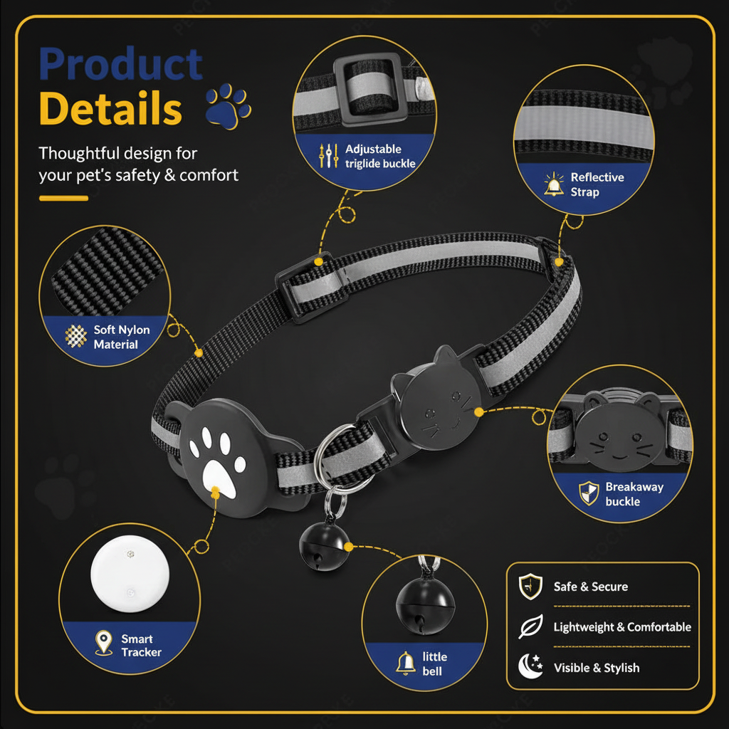 Smart GPS Cat Tracker – Product Details Dark