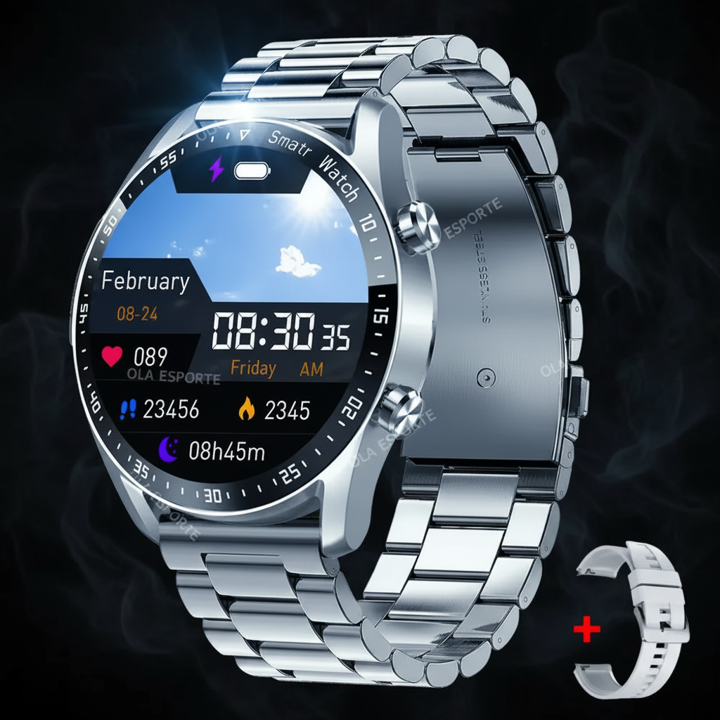 Montre Connectée Premium ECG+PPG – Appels Bluetooth, GPS, IP67