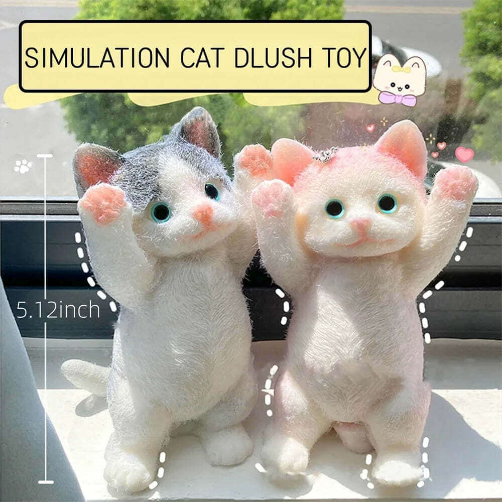 13CM Cute Taba Squishy Cat Fluffy Sticky Realistic Cat Stress Relieving Toy Simulation Cats Doll Squeeze Gift for Kids Adults TechVisio