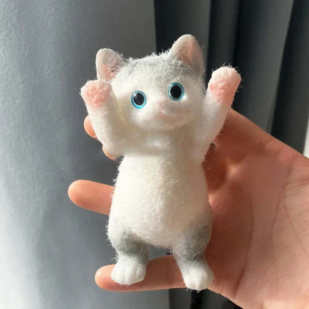 13CM Cute Taba Squishy Cat Fluffy Sticky Realistic Cat Stress Relieving Toy Simulation Cats Doll Squeeze Gift for Kids Adults TechVisio