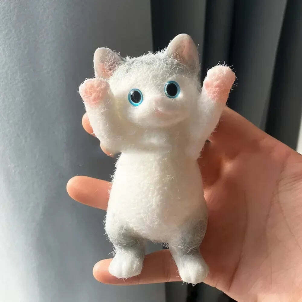 13CM Cute Taba Squishy Cat Fluffy Sticky Realistic Cat Stress Relieving Toy Simulation Cats Doll Squeeze Gift for Kids Adults TechVisio