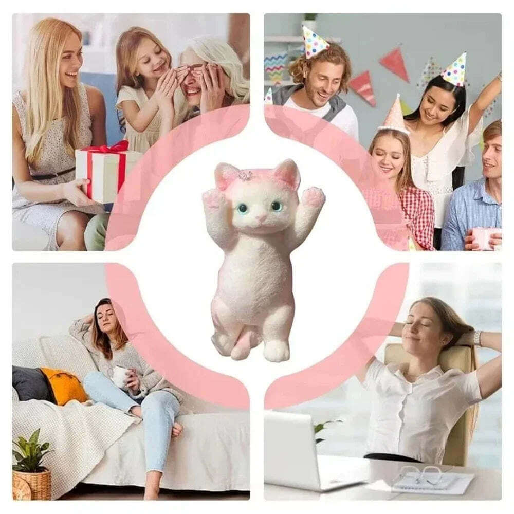 13CM Cute Taba Squishy Cat Fluffy Sticky Realistic Cat Stress Relieving Toy Simulation Cats Doll Squeeze Gift for Kids Adults TechVisio