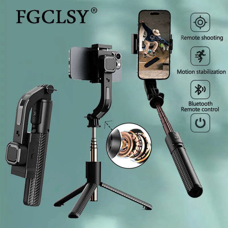 FGCLSY Bluetooth Handheld Gimbal Stabilizer Mobile Phone Selfie Stick Aluminum Alloy Adjustable Tripod for Smartphone Live TechVisio