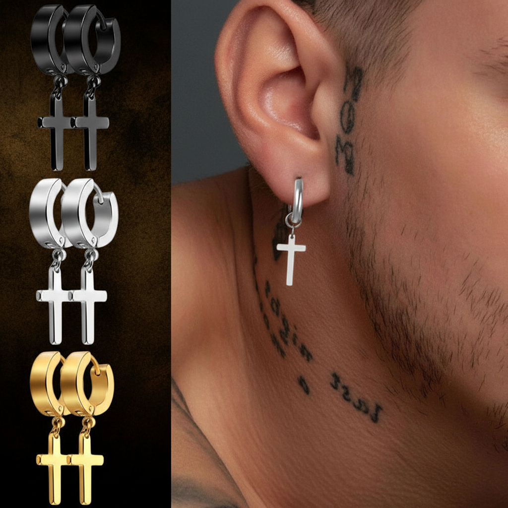Trio boucles croix dark luxury