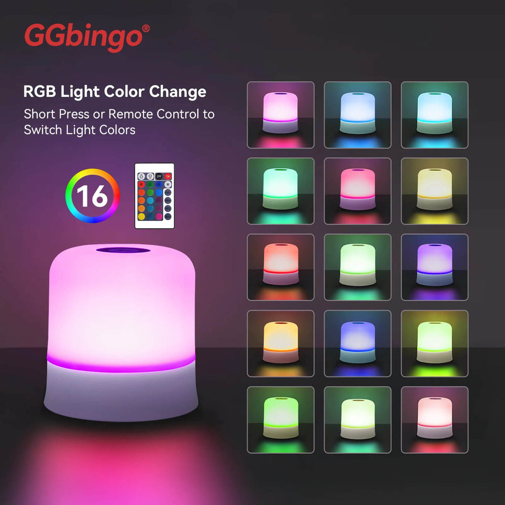 GGbingo Touch Night Light Rechargeable Remote Control Night Light RGB Dimmable Table Lamp Ambient Light for Bedroom Living Room TechVisio