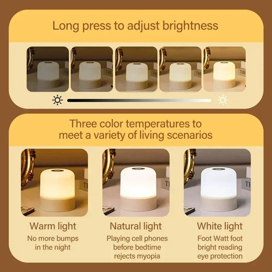 GGbingo Touch Night Light Rechargeable Remote Control Night Light RGB Dimmable Table Lamp Ambient Light for Bedroom Living Room TechVisio