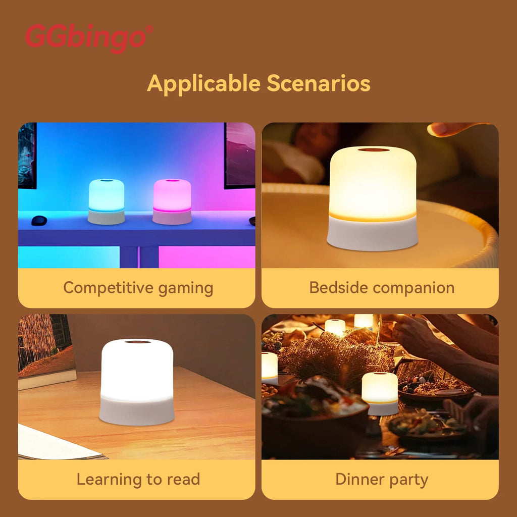 GGbingo Touch Night Light Rechargeable Remote Control Night Light RGB Dimmable Table Lamp Ambient Light for Bedroom Living Room TechVisio
